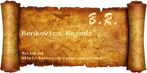 Benkovics Rezső névjegykártya